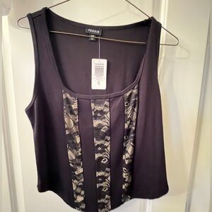 Torrid Black and Tan Lace corset Tank Top